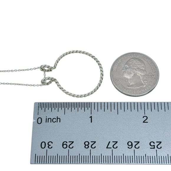 Vintage Sterling Silver 925 Twisted Circle Pendant Necklace 18" - Picture 3 of 4